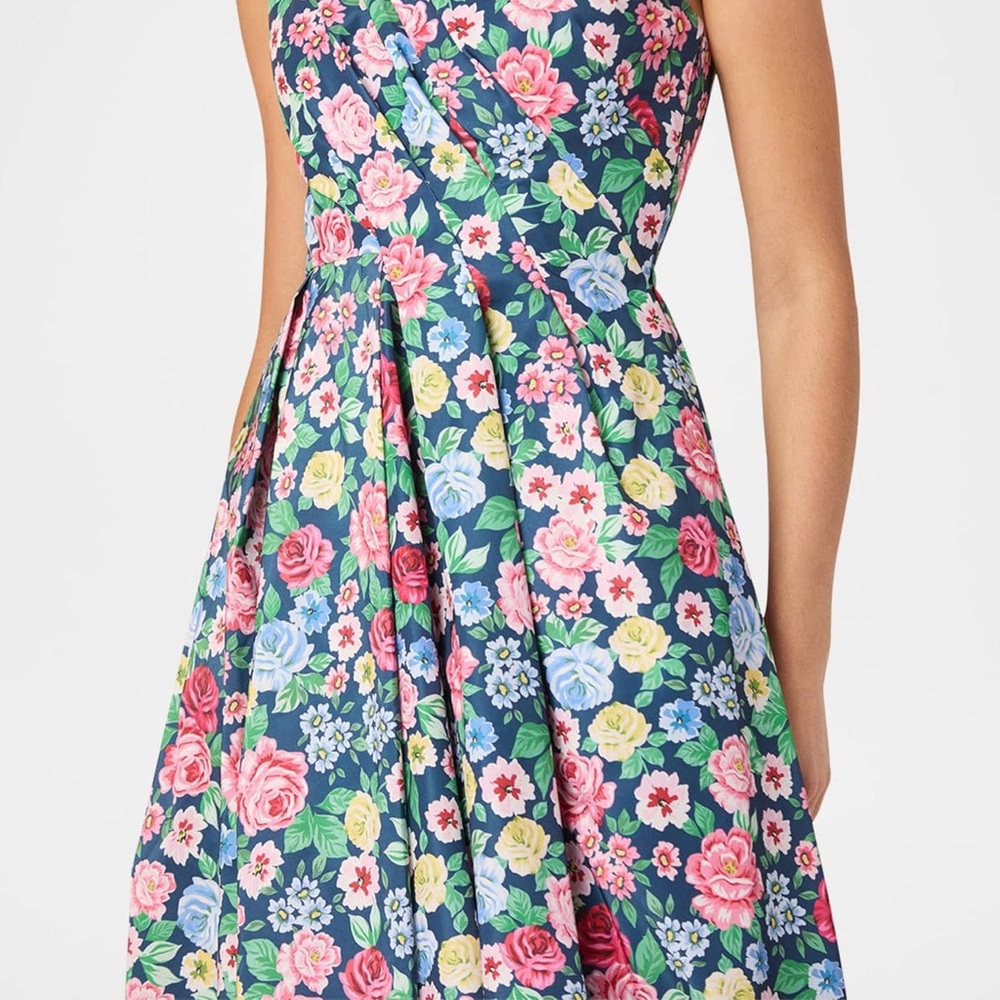 NWT Shoshanna Midnight Edina Floral Pleated One-Shoulder Midi-Dress Size 6 - Picture 4 of 9